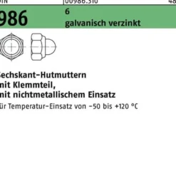 Sechskanthutmutter DIN 986 Klemmteil M8 6 galv.verz. 100 Stück