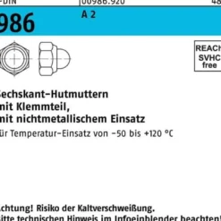 Sechskanthutmutter DIN 986 Klemmteil M16 A 2 25 Stück