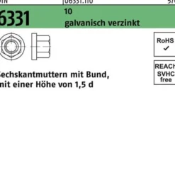 Sechskantmutter DIN 6331 Bund M8 SW 13 10 galv.verz. 50 Stück