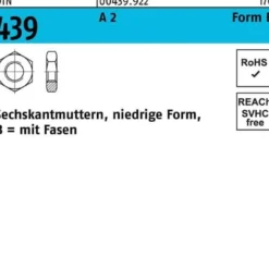 Sechskantmutter DIN 439/ISO 4035 FormB BM 5 A 2 1000 Stück