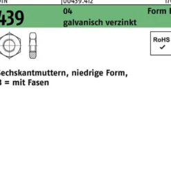 Sechskantmutter DIN 439/ISO 4035 FormB BM 2 Automatenstahl galv.verz. 1000St.