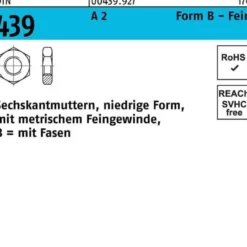 Sechskantmutter DIN 439/ISO 4035 FormB BM 12x 1,5 A 2 50 Stück