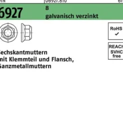 Sechskantmutter DIN 6927 Klemmteil/Flansch M12 8 galv.verz. 100Stück