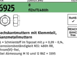 Sechskantmutter DIN 6925 Klemmteil M6 8 zinklamellenbes. flZnnc 480h-L 1000St.