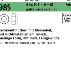 Sechskantmutter DIN 985 Klemmteil M10x1 8 (=M 5 = 6/8 ) galv.verz. 500St.