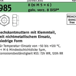 Sechskantmutter DIN 985 Klemmteil M14 8 (=M5 = 6 ) galv.verz. 8 DiSP 100St.