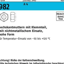 Sechskantmutter DIN 982 Klemmteil M5 A 4 100 Stück