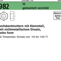 Sechskantmutter DIN 982 Klemmteil M10 10 galv.verz. 100 Stück