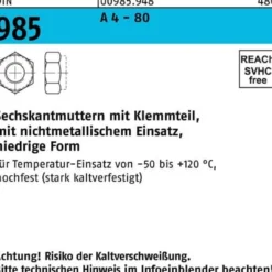 Sechskantmutter DIN 985 Klemmteil M8 A 4 - 80 500 Stück