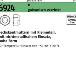 Sechskantmutter DIN 6924 Klemmteil M24 8 galv.verz. 25 Stück