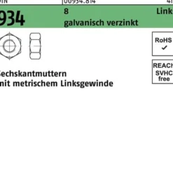Sechskantmutter DIN 934 links M10 -LH 8 galv.verz. 100 Stück