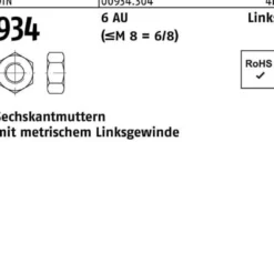 Sechskantmutter DIN 934 links M 48 -LH 6 Automatenstahl 5 Stück