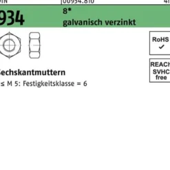 Sechskantmutter DIN 934 M7 8 galv.verz. 1000 Stück