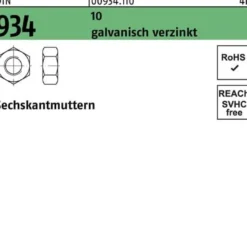 Sechskantmutter DIN 934 M4 10 galv.verz. 1000 Stück