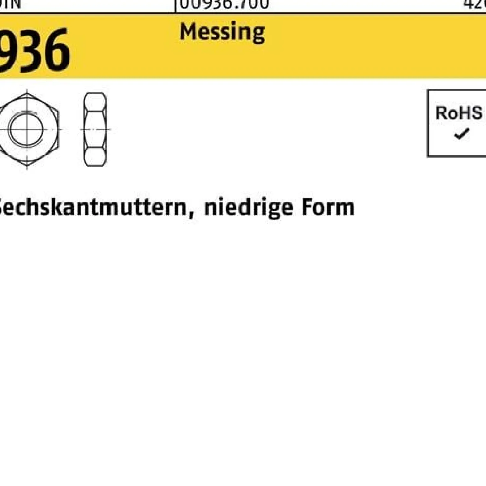 Sechskantmutter DIN 936 M20 Messing 25 Stück
