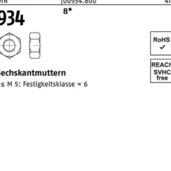 Sechskantmutter DIN 934 M8 8 100 Stück