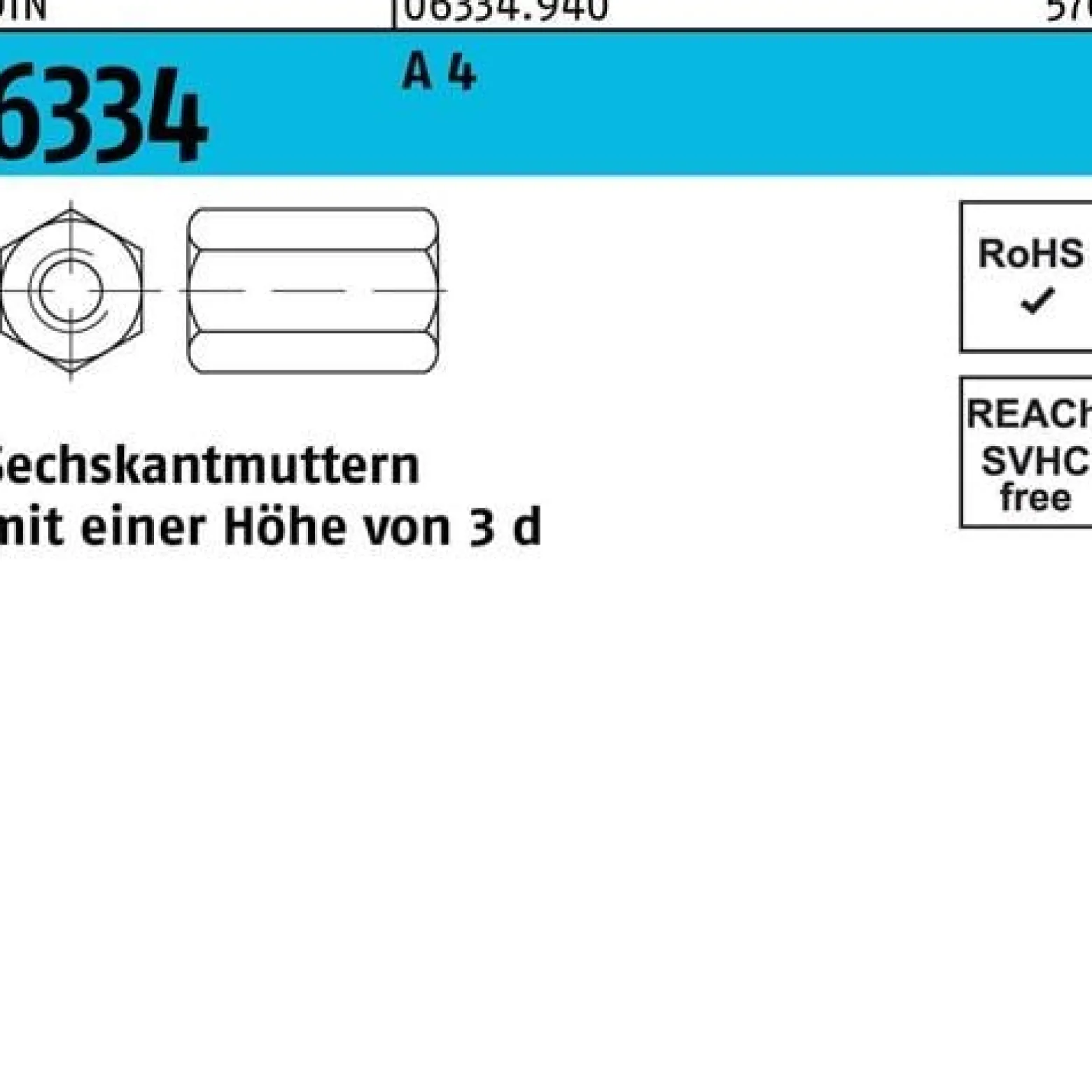 Sechskantmutter DIN 6334 M8 SW13 A 4 10 Stück