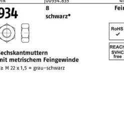 Sechskantmutter DIN 934 M 68 x 4 8 schwarz 3 Stück