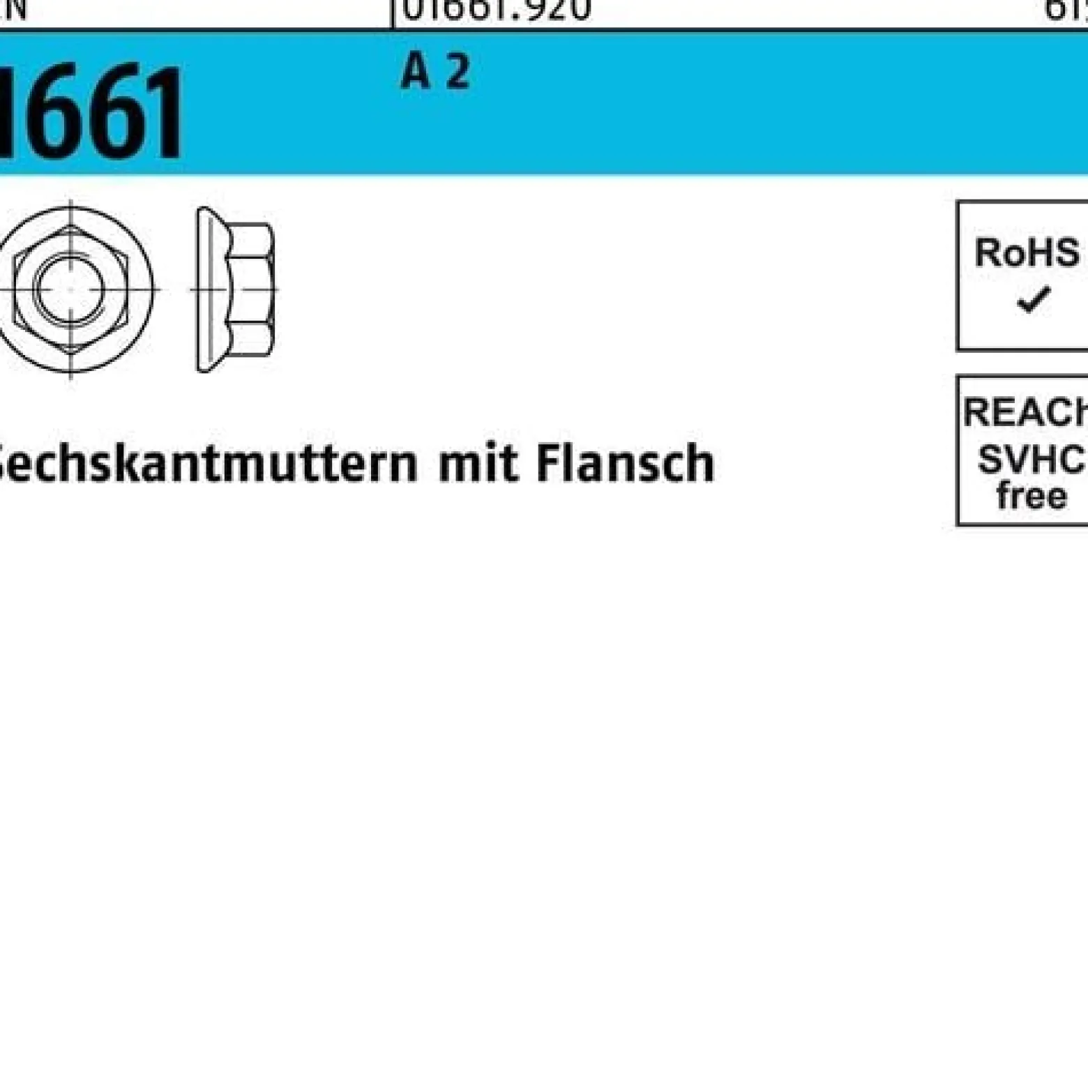 Sechskantmutter EN 1661 Flansch M5 A 2 1000 Stück