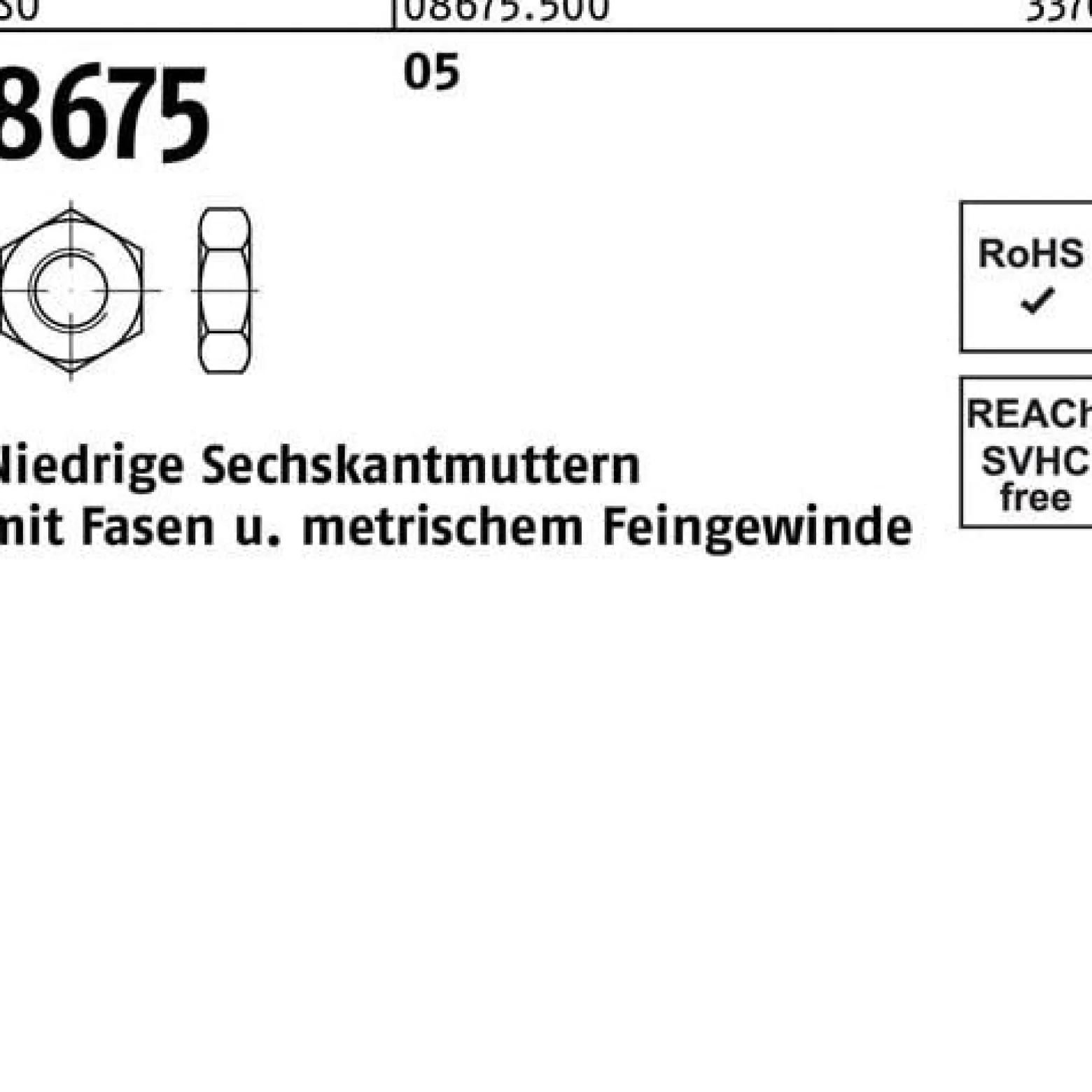 Sechskantmutter ISO 8675 Fasen M14x 1,5 5 100 Stück