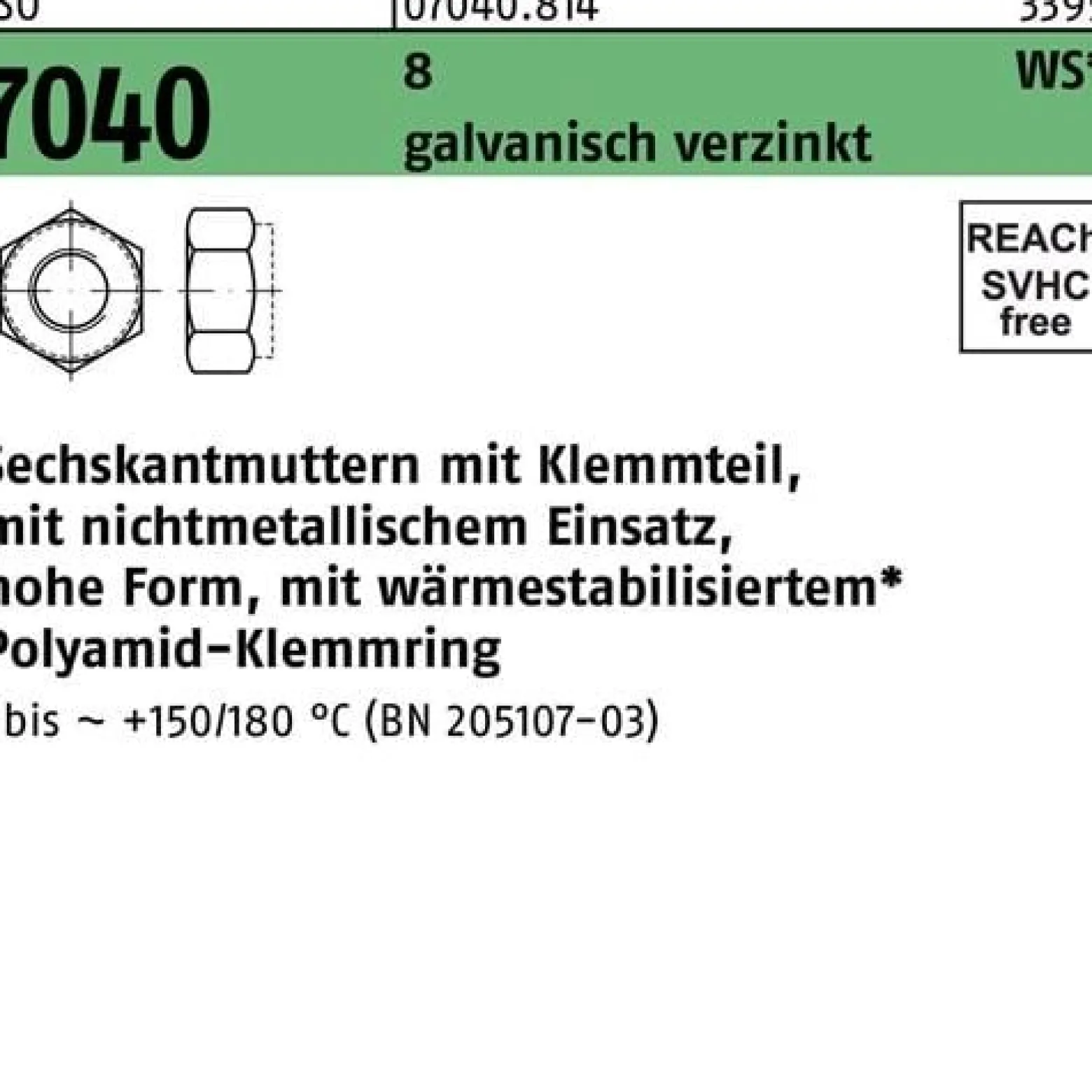 Sechskantmutter ISO 7040 Klemmteil M24 8 galv.verz. brauner Ring 25St.