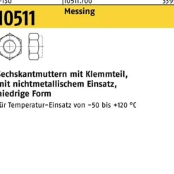Sechskantmutter ISO 10511 Klemmteil M10 Messing 100 Stück
