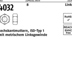 Sechskantmutter ISO 4032 links M6 -LH 8 100 Stück