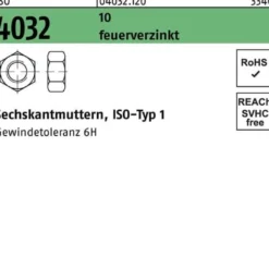 Sechskantmutter ISO 4032 M30 10 feuerverz. 25 Stück