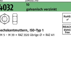 Sechskantmutter ISO 4032 M 48 10 galvanisch verzinkt 5 Stück