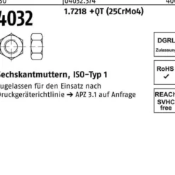 Sechskantmutter ISO 4032 M39 1.7218 +QT (25CrMo4) 5 Stück
