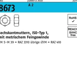 Sechskantmutter ISO 8673 M36x 1,5 A 2 5 Stück