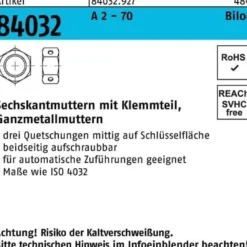 Sechskantmutter R 84032 Biloc Klemmteil M8 A 2 - 70 500 Stück