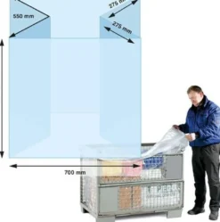 Seitenfaltensack Maße (B+SFxL) 700+550x1500mm S.60µ LPDE f.Kiste/Karton TRANSPAK