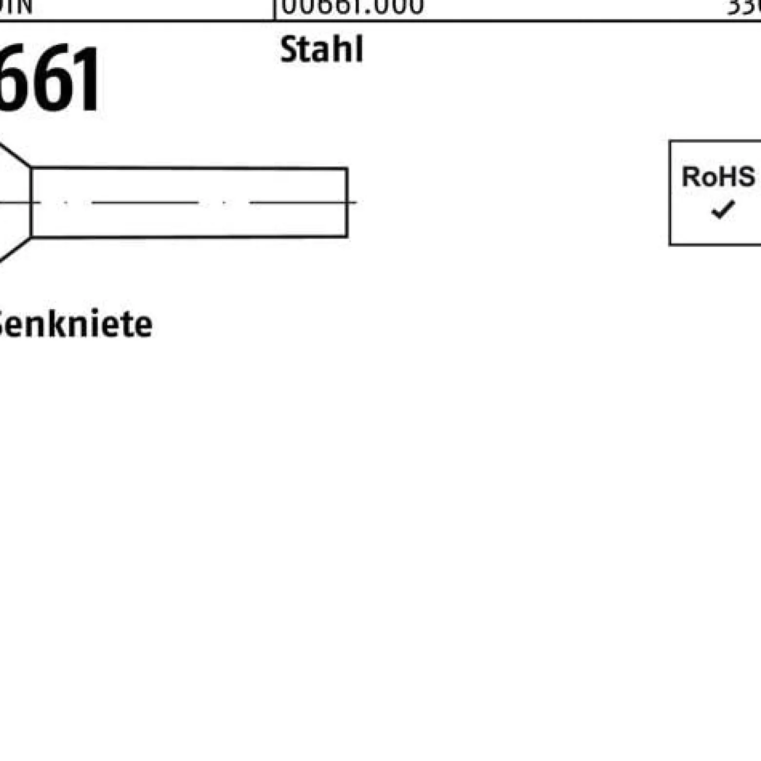 Senkniete DIN 661 2x 10 Stahl 1000 Stück