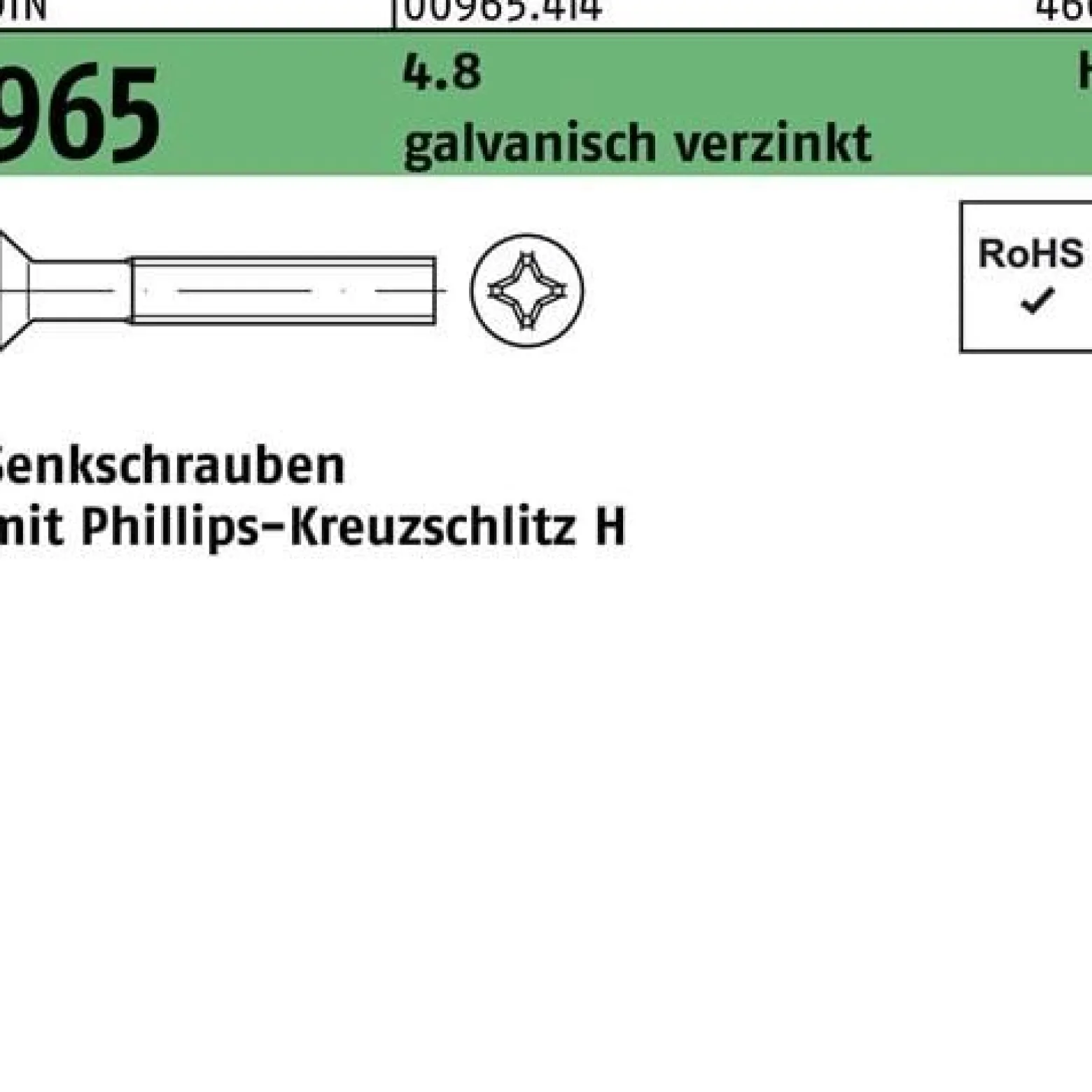 Senkschraube DIN 965 PH M5x 70-H 4.8 galv.verz. 200St.