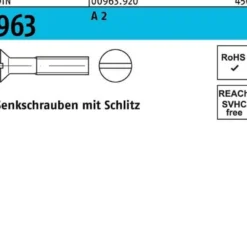 Senkschraube DIN 963 Schlitz M1,6x 10 A 2 1000 Stück
