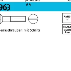 Senkschraube DIN 963 Schlitz M3x 20 A 4 200 Stück
