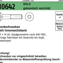 Senkschraube ISO 10642 Innen-6kt M6x 22 010.9 galv.verz. 500St.