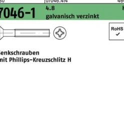 Senkschraube ISO 7046-1 PH M4x80-H 4.8 galv.verz. 500St.