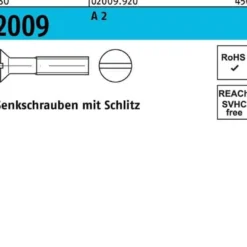 Senkschraube ISO 2009 Schlitz M1,2x 3 A 2 1000 Stück