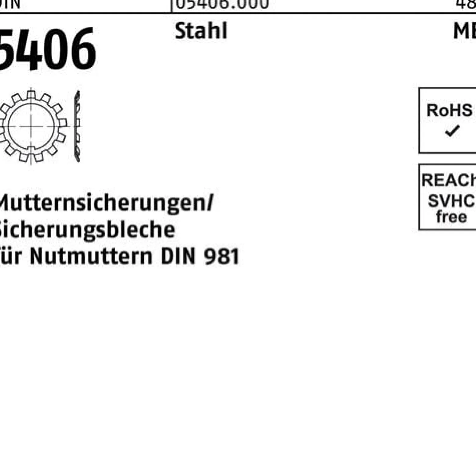 Sicherungsblech DIN 5406 MB 1/M 12x1 Stahl f.DIN 981 25 Stück