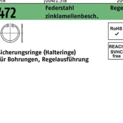 Sicherungsring DIN 472 20x 1 Federstahl zinklamellenb. Regelausf. 1000 Stück