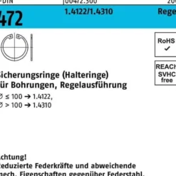 Sicherungsring DIN 472 37x 1,5 1.4122 Regelausf. 25 Stück