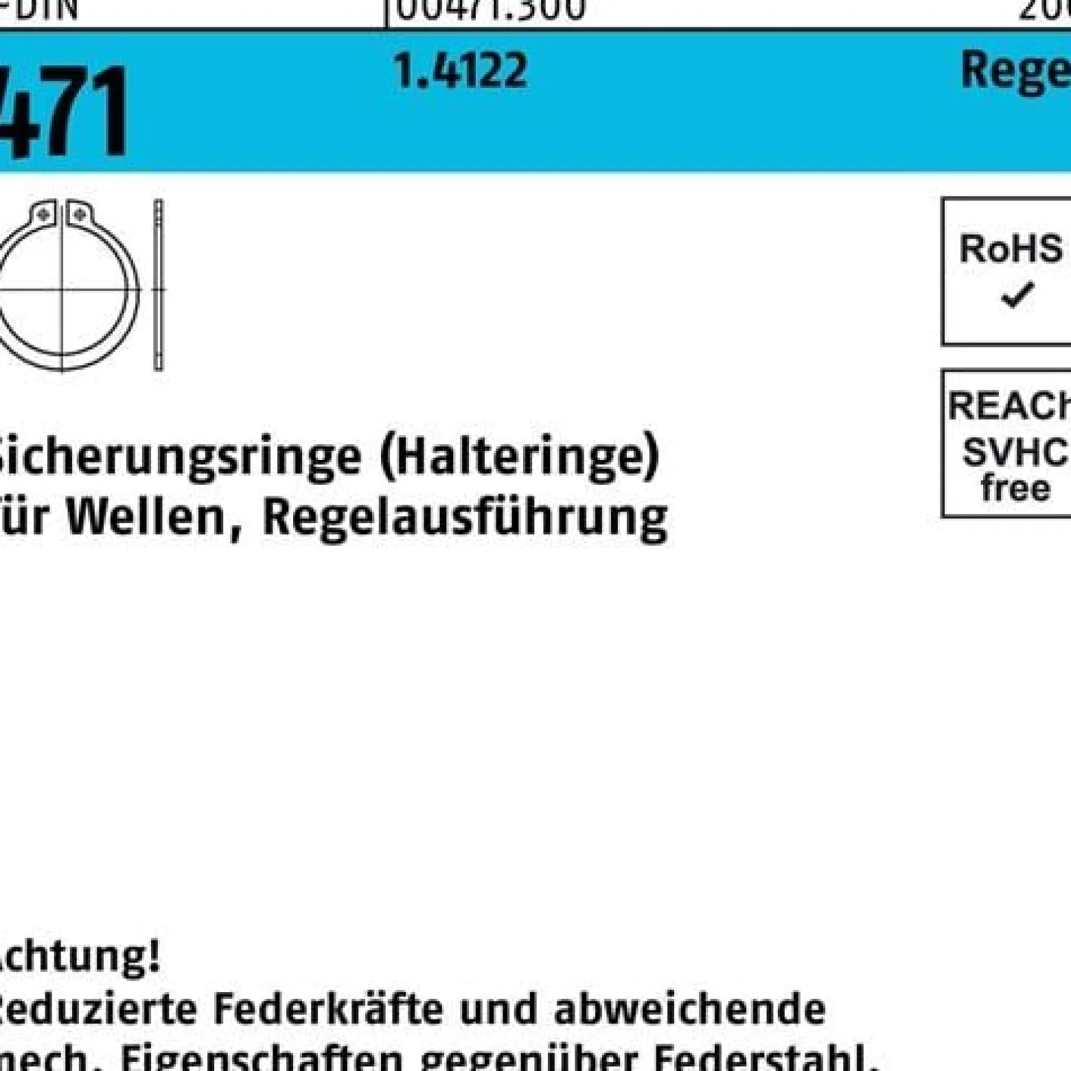 Sicherungsring DIN 471 24x 1,2 1.4122 Regelausf. 50 Stück