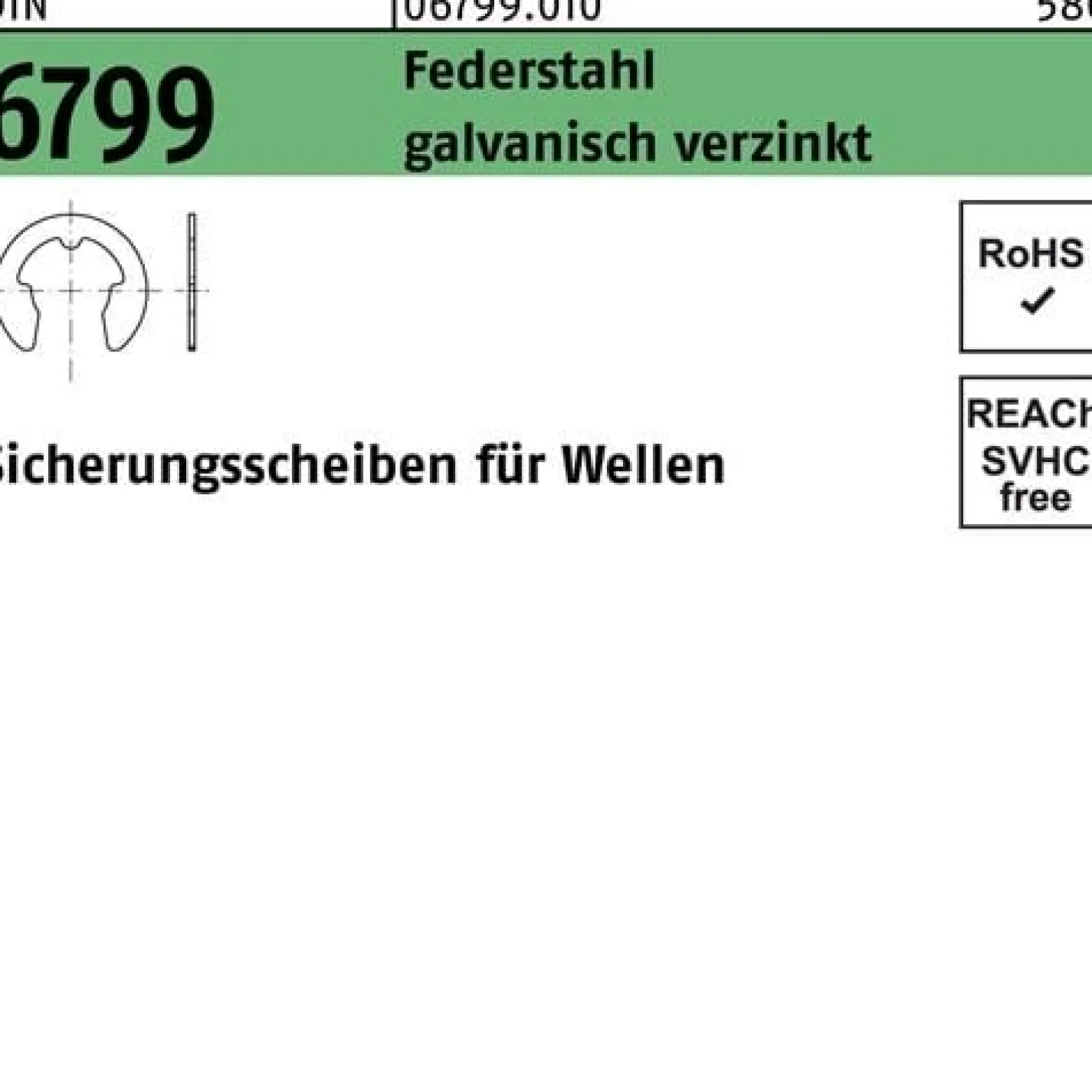 Sicherungsscheibe DIN 6799 f.Wellen 4 Federstahl galv.verz. 500 Stück