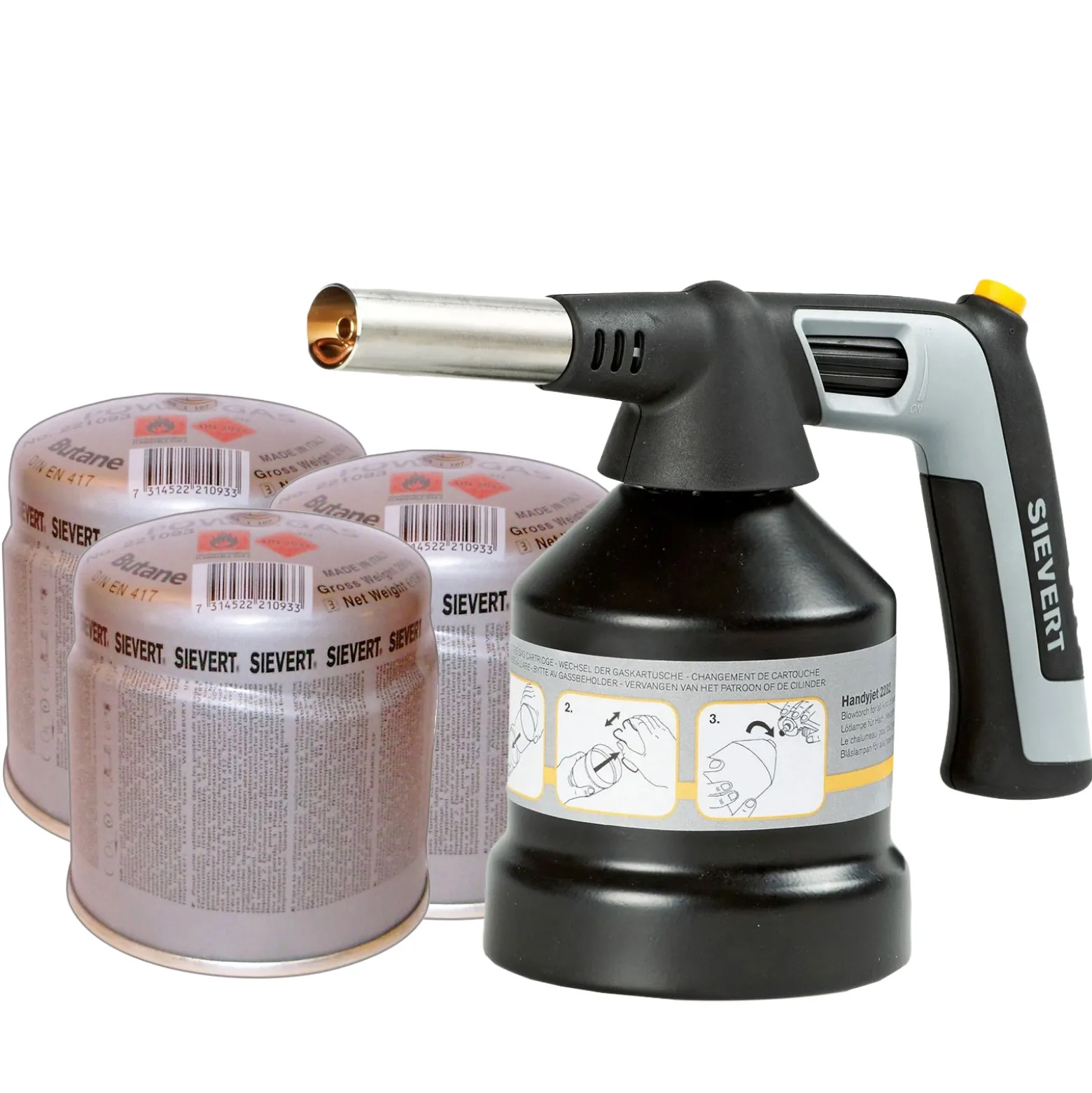 SIEVERT Lötlampe Handyjet 2283 mit 3x Stechkartusche - 228301-Set1