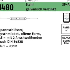 Spannschloss DIN 1480 offen 2Anschweißenden SP-AE M24 Stahl ÜZ galv.verz. 1St.