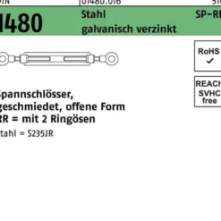 Spannschloss DIN 1480 offen 2Ringösen SP-RR M8 Stahl 3.6 galv.verz. 1St.