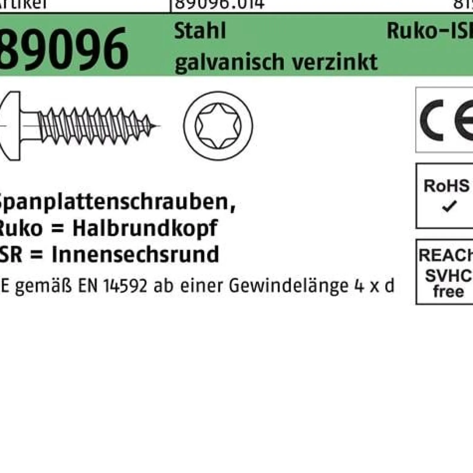 Spanplattenschraube R 89096 HAKO ISR 5x60-T25 Stahl galv.verz. 200St.