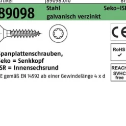 Spanplattenschraube R 89098 SEKO ISR VG 4,5x70-T20 Stahl galv.verz. 200St.